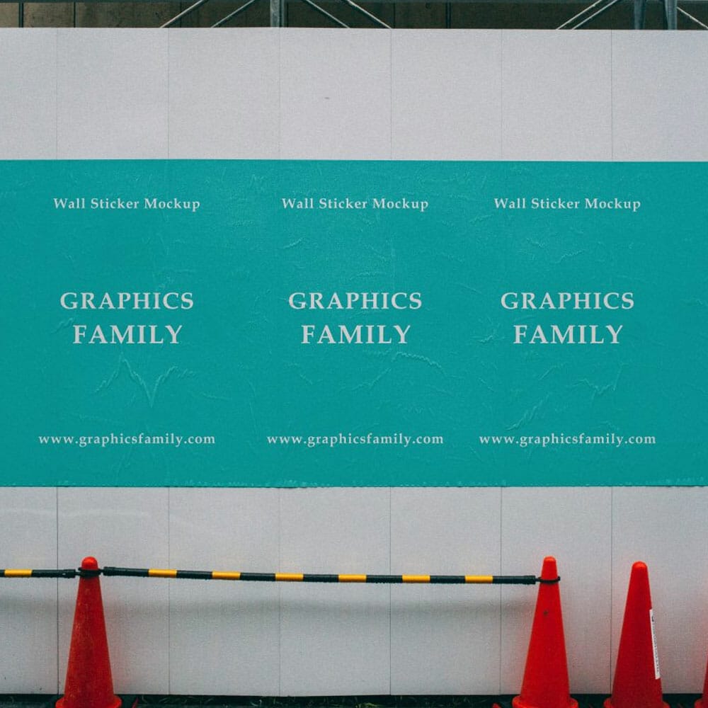Free Street Wall Sticker Mockup PSD 1 Free Street Wall Sticker Mockup PSD