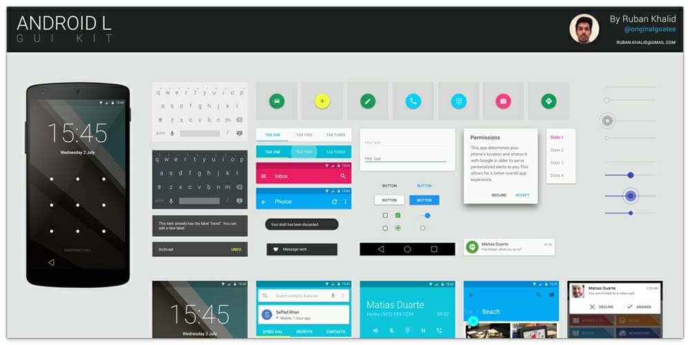 Android L GUI KIT PSD