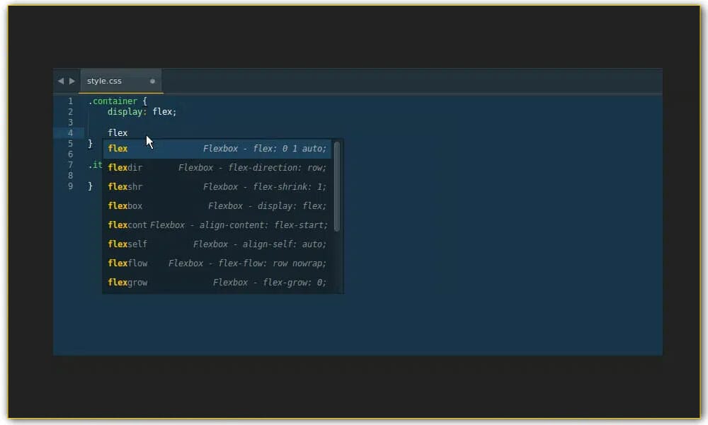 CSS Flexbox snippets for Sublime