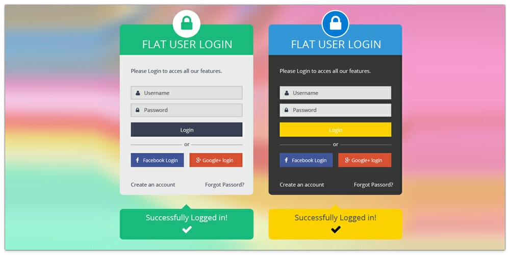 Flat Login Form PSD