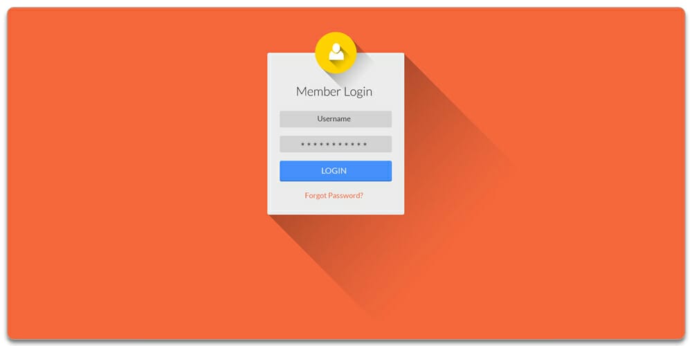 Flat Long Shadow Login UI PSD