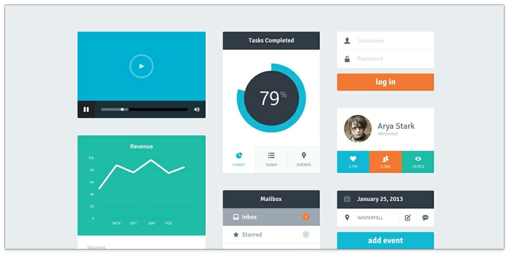 Flat Widget UI Kit PSD