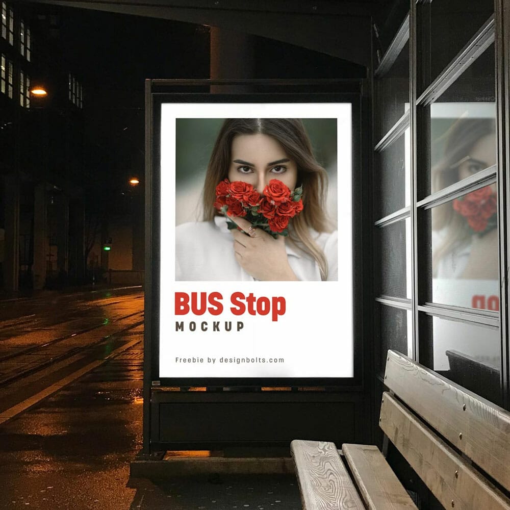 Free Bus Stop Poster Mockup PSD 1 Free Bus Stop Poster Mockup PSD
