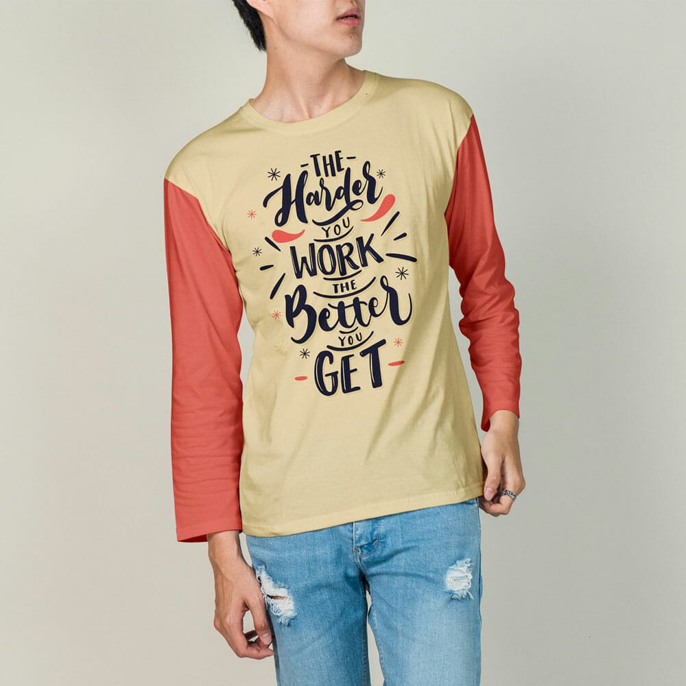 Free Full Sleeves T-Shirt Mockup PSD 1 Free Full Sleeves T-Shirt Mockup PSD