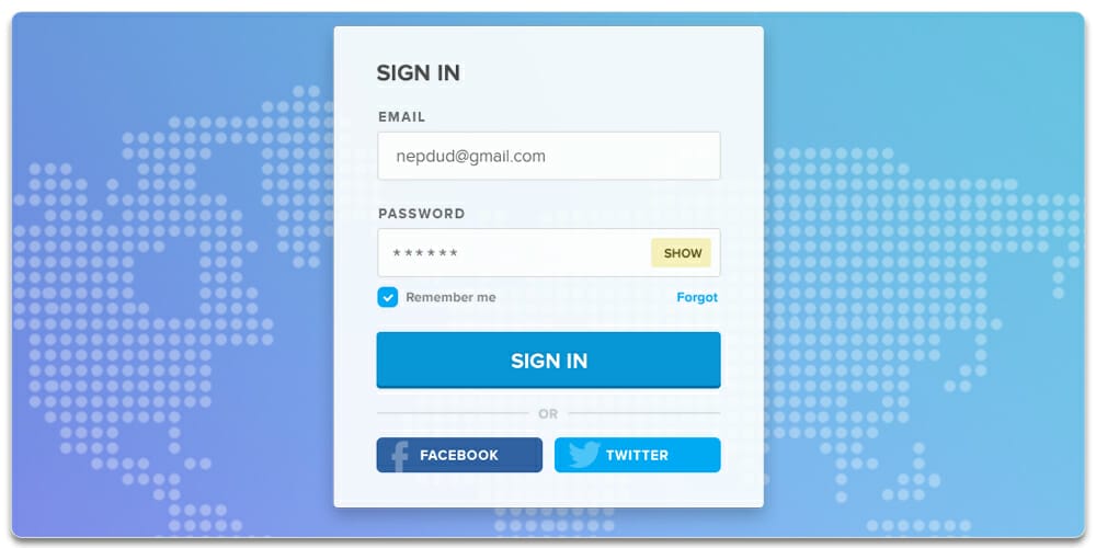 Free Login Form PSD