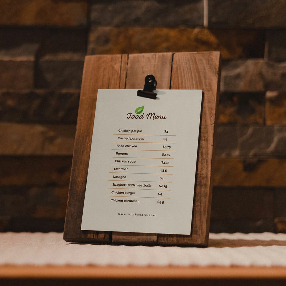 Free Table Stand Menu Mockup PSD 1 Free Table Stand Menu Mockup PSD