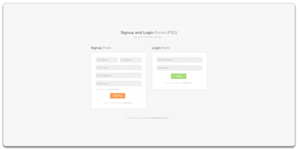 Signup and Login Page PSD