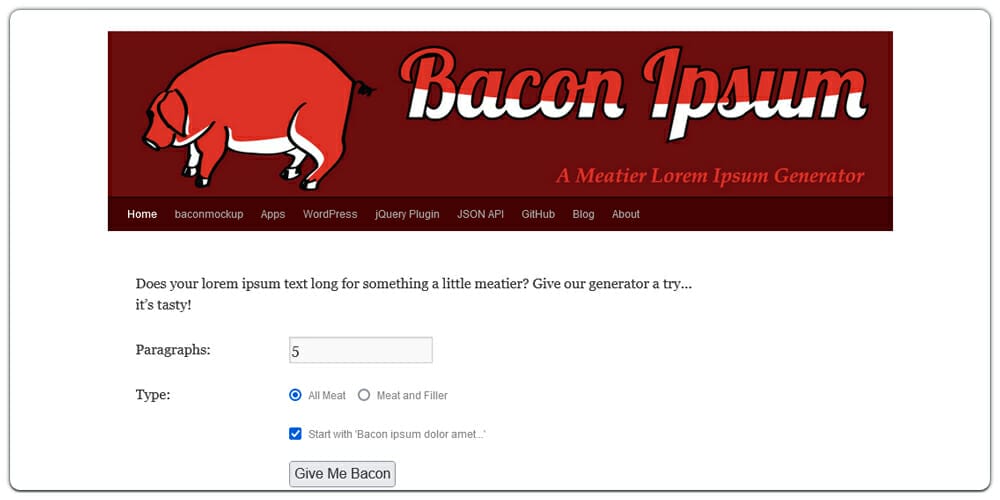 Dummy Text Generators and Tools 11 Bacon Ipsum