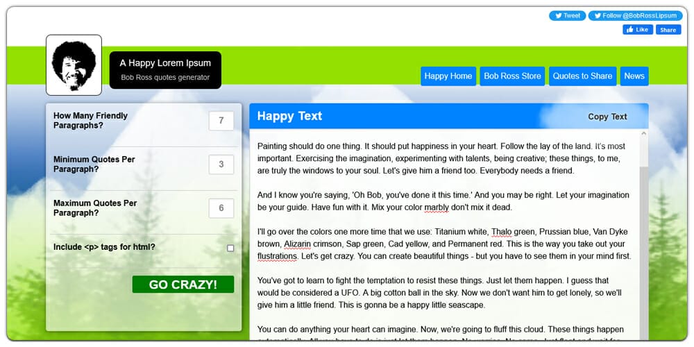 Dummy Text Generators and Tools 60 Bob Ross Lipsum