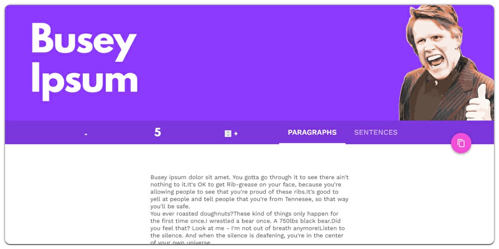 Dummy Text Generators and Tools 24 Busey Ipsum