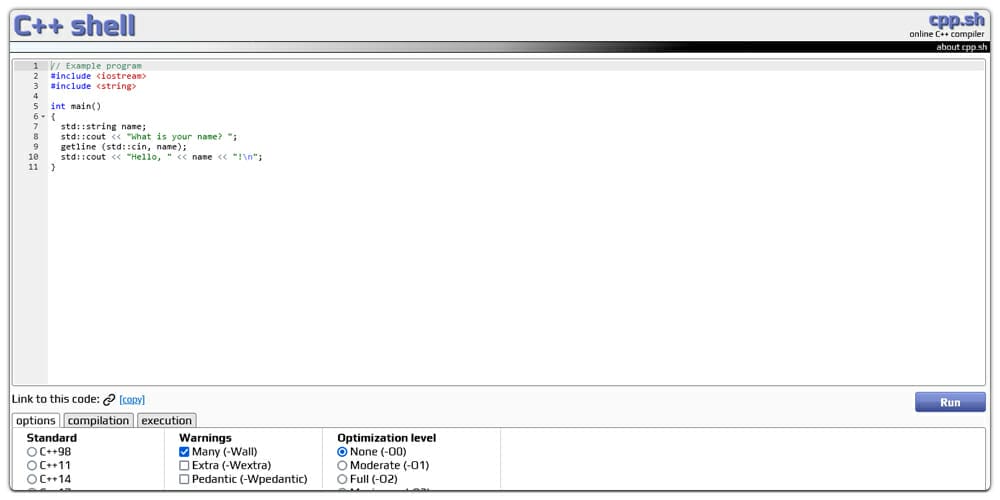 Excellent Online Code Editors 25 CPP Shell