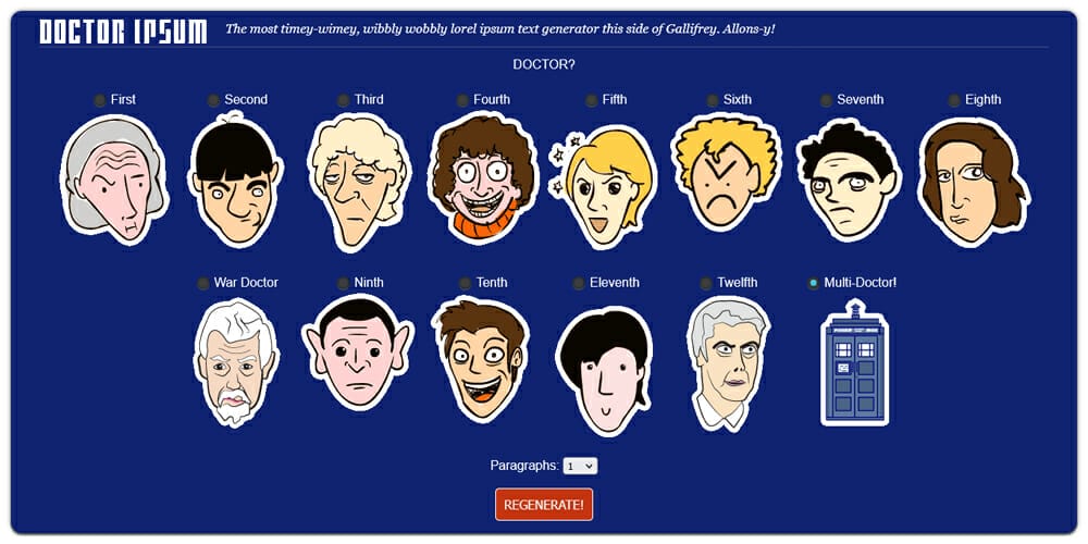 Dummy Text Generators and Tools 41 Doctor Who Ipsum