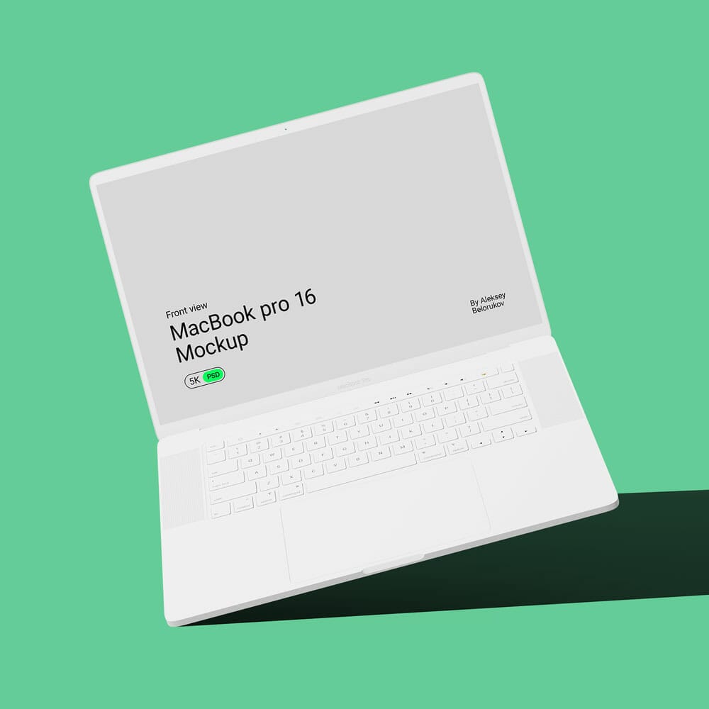 Free Front View Clay Macbook Pro 16 Mockup PSD 1 Free Front View Clay Macbook Pro 16 Mockup PSD