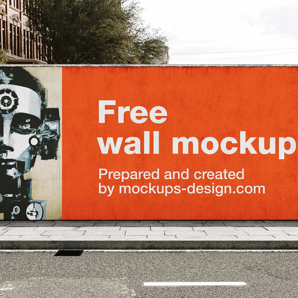 Free Street Wall Mockup PSD 1 Free Street Wall Mockup PSD
