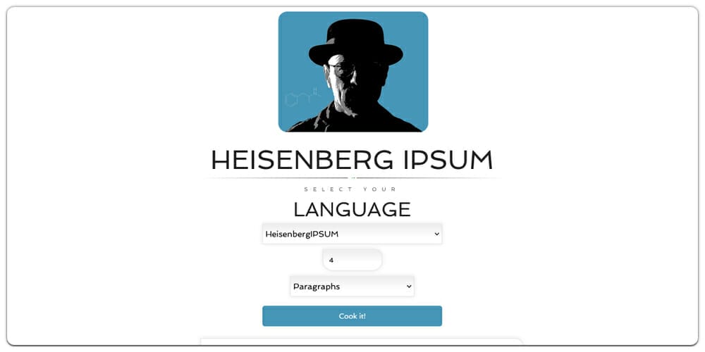 Dummy Text Generators and Tools 31 Heisenberg Ipsum