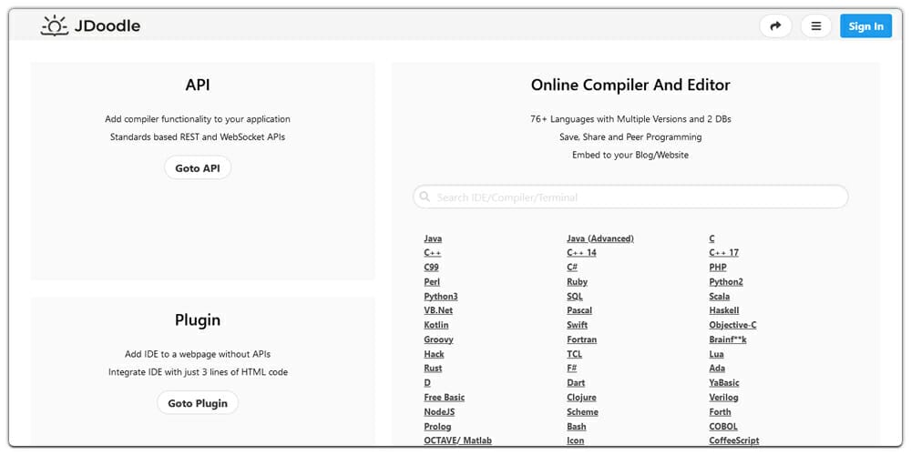 Excellent Online Code Editors 38 JDoodle