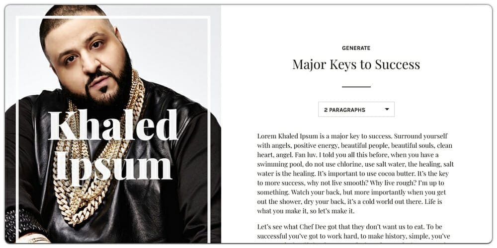 Dummy Text Generators and Tools 62 Khaled Ipsum