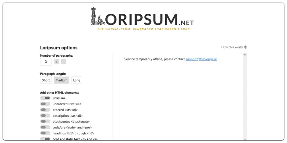 Dummy Text Generators and Tools 37 Loripsum