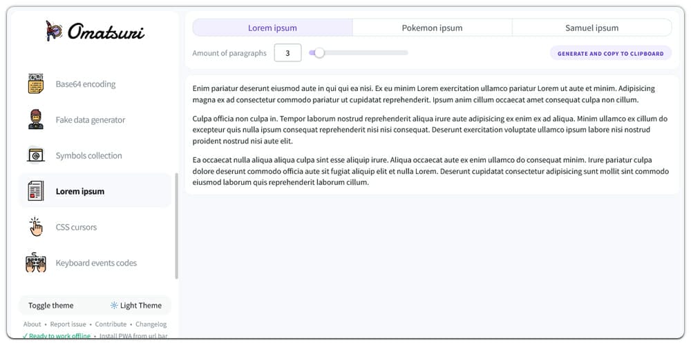 Dummy Text Generators and Tools 47 Omatsuri Lorem Ipsum