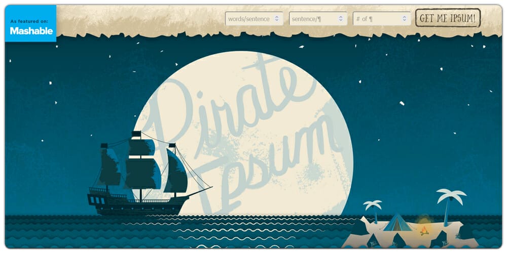 Dummy Text Generators and Tools 65 Pirate Ipsum