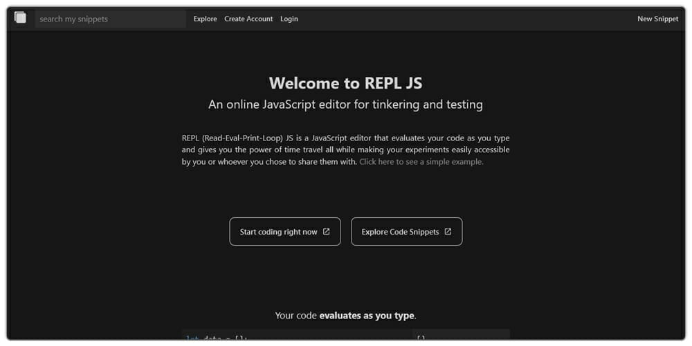 Excellent Online Code Editors 24 ReplJS