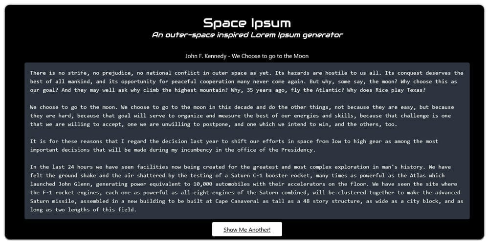 Dummy Text Generators and Tools 30 Space Ipsum