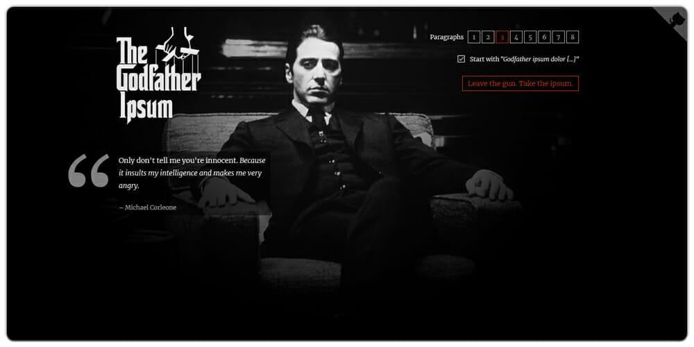 Dummy Text Generators and Tools 57 The Godfather Ipsum