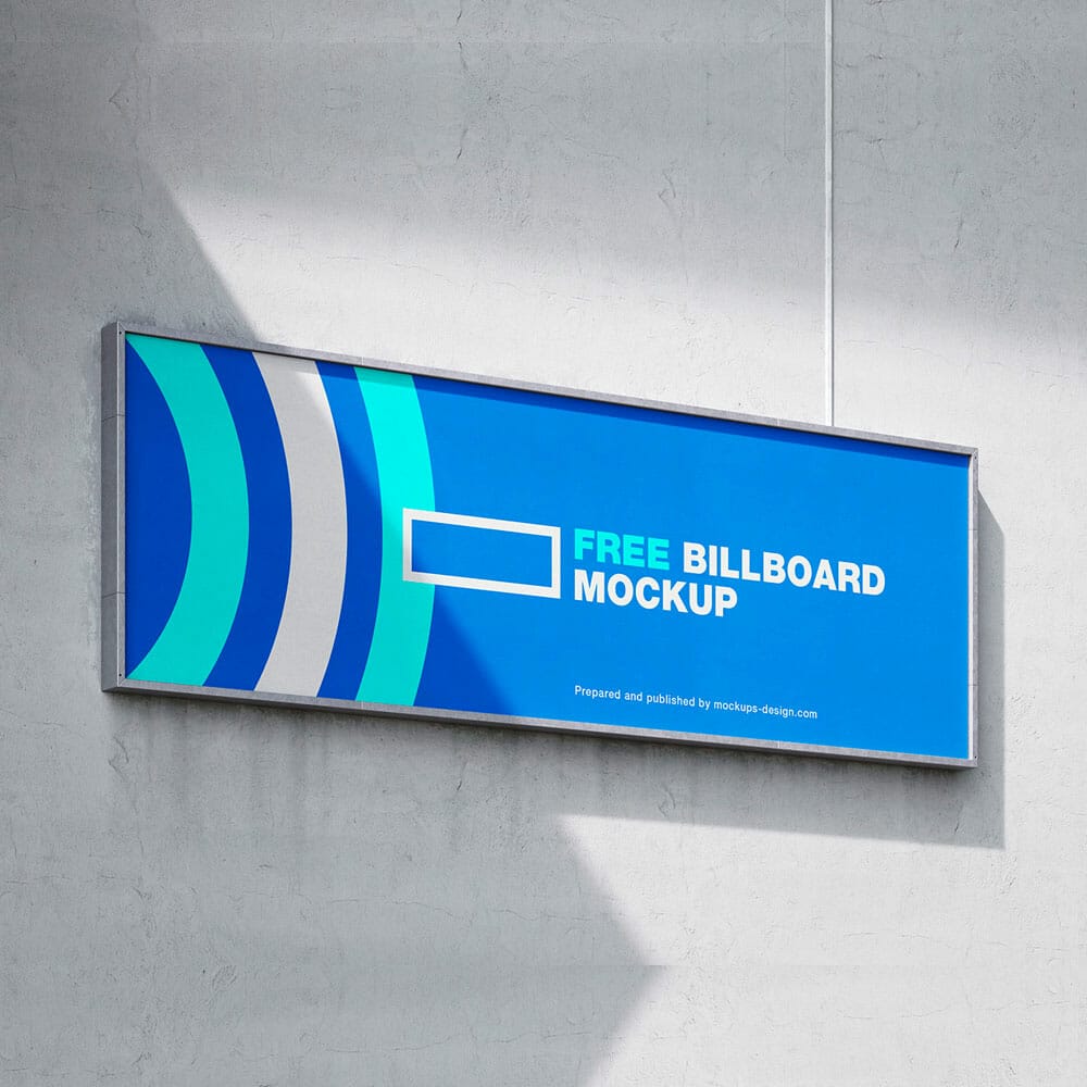 Free Billboard On A Grey Wall Mockup PSD 1 Free Billboard On A Grey Wall Mockup PSD