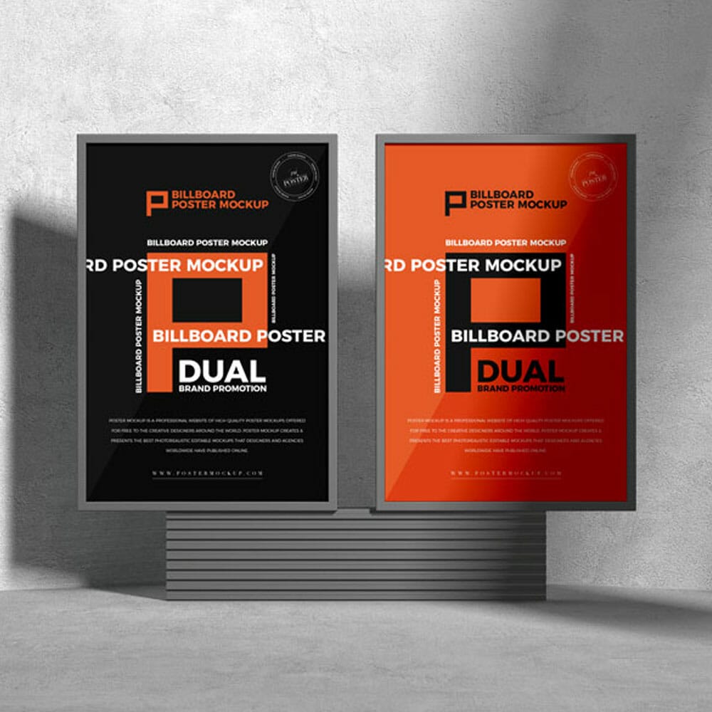 Free Brand Promotion Dual Billboard Poster Mockup PSD 1 Free Brand Promotion Dual Billboard Poster Mockup PSD