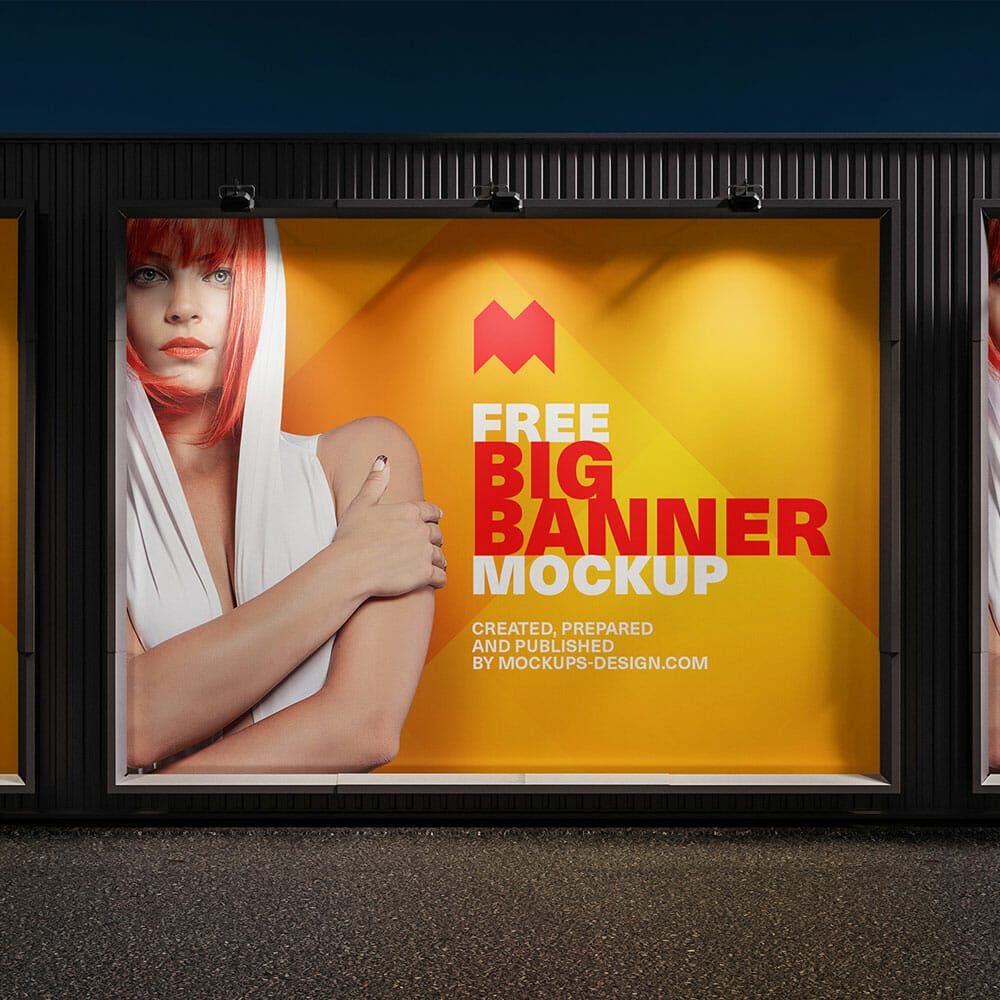 Free Large Format Banner Mockup PSD 1 Free Large Format Banner Mockup PSD