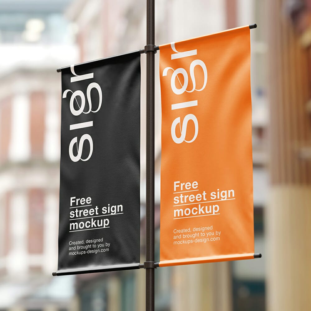 Free Street Banner Mockup PSD 1 Free Street Banner Mockup PSD