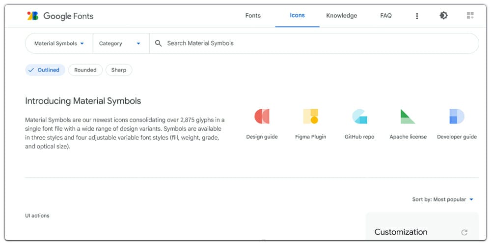 Google Fonts Icons