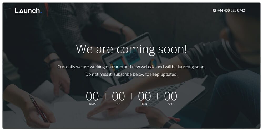 Launch Coming Soon Page