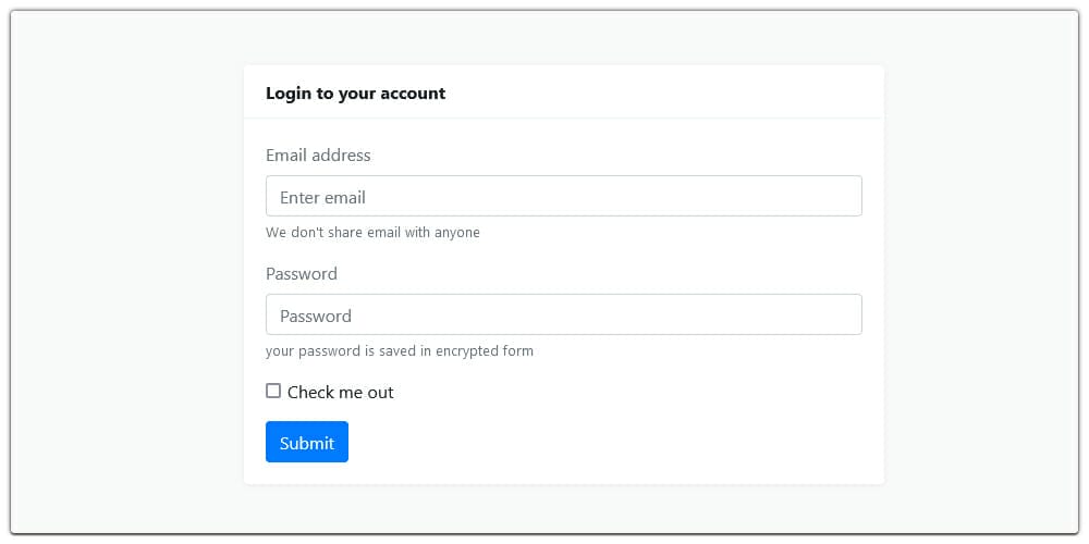 Bootstrap 4 Basic Login Form