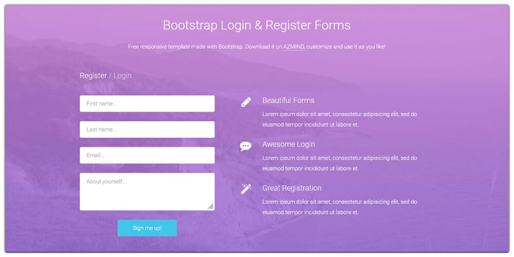 Bootstrap Login and Register Forms