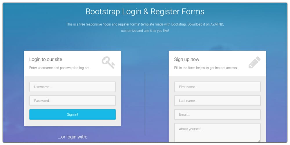 Bootstrap Login and Register Forms