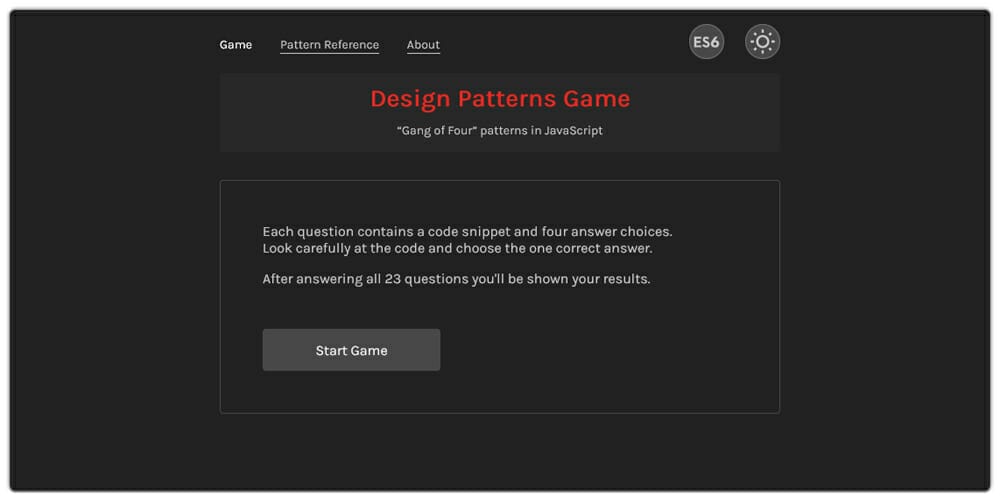 Best Places to Learn Web Development 103 Design Patterns Game