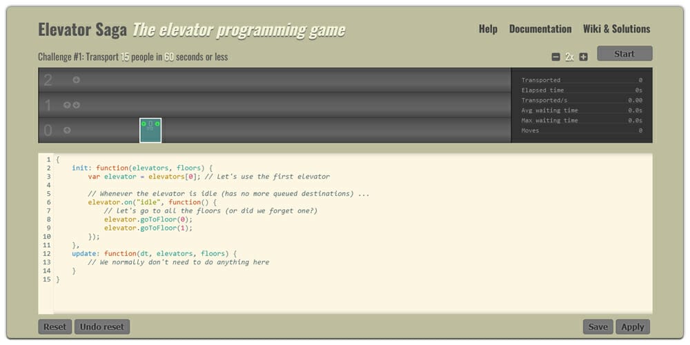 Best Places to Learn Web Development 111 Elevator Saga