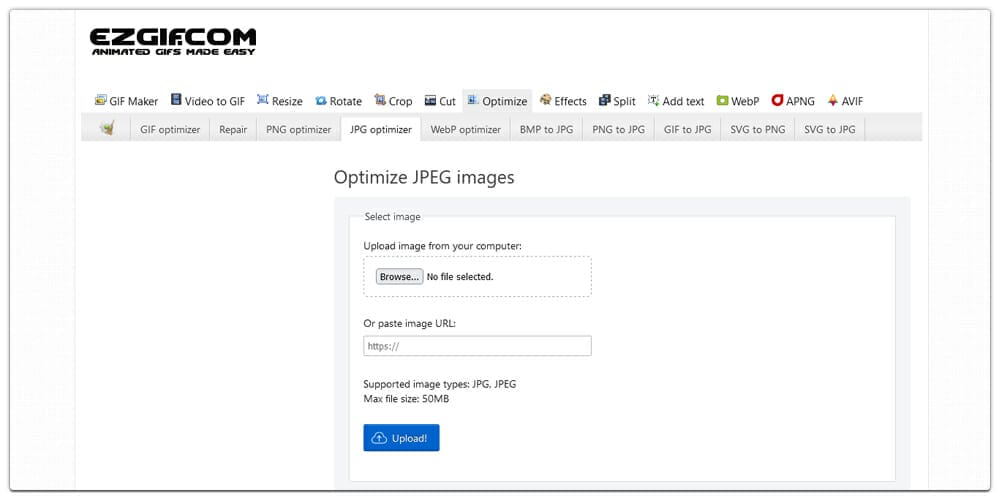 The Best Image Optimization Tools 1 Ezgif Image Optimization Online Tool