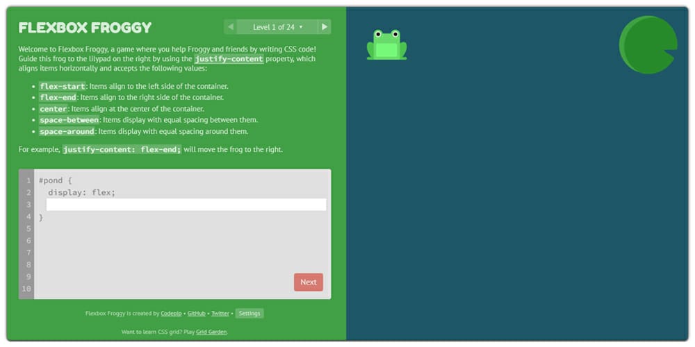 Best Places to Learn Web Development 94 Flexbox Froggy