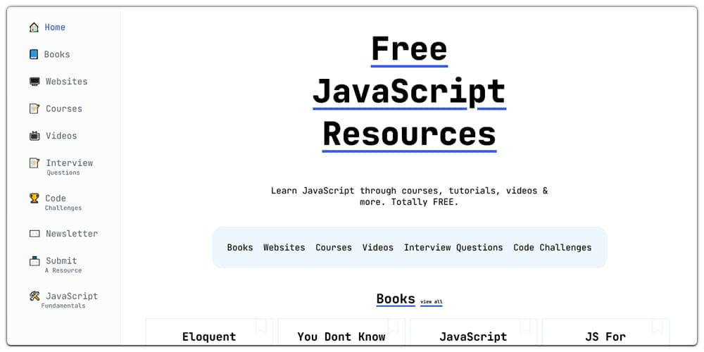 Best Places to Learn Web Development 51 Free JavaScript Resources