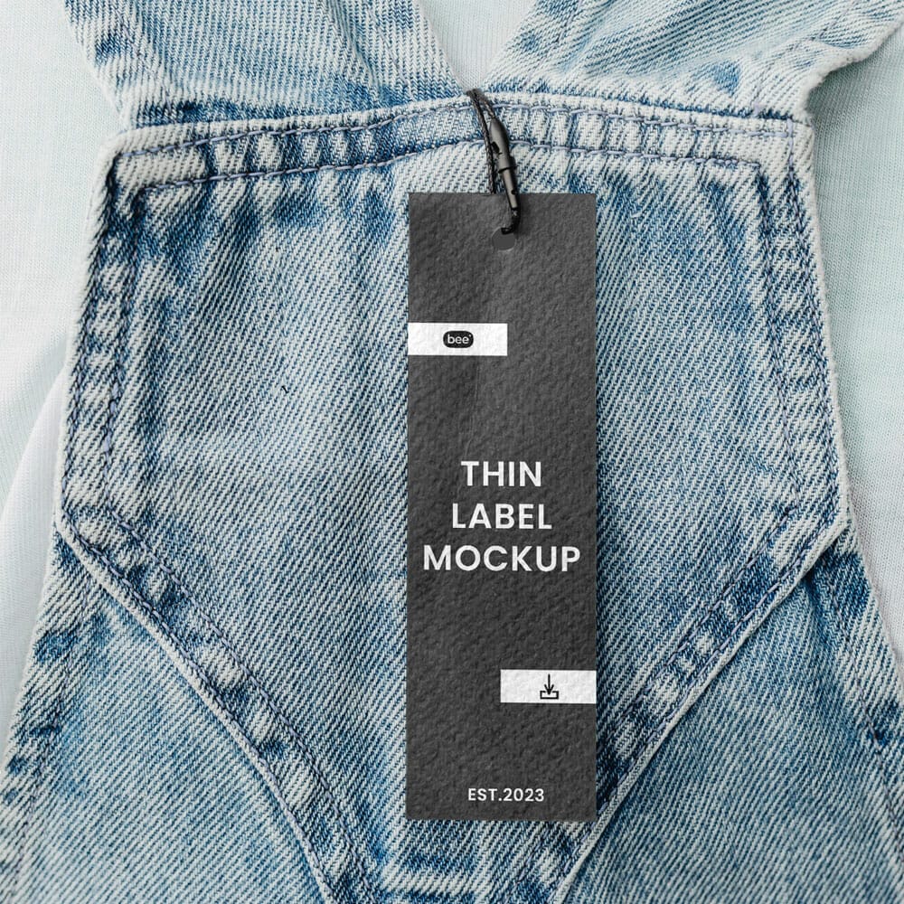 Free Thin Label With Jeans Mockup PSD 1 Free Thin Label With Jeans Mockup PSD