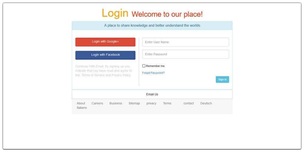 Login Form Layout