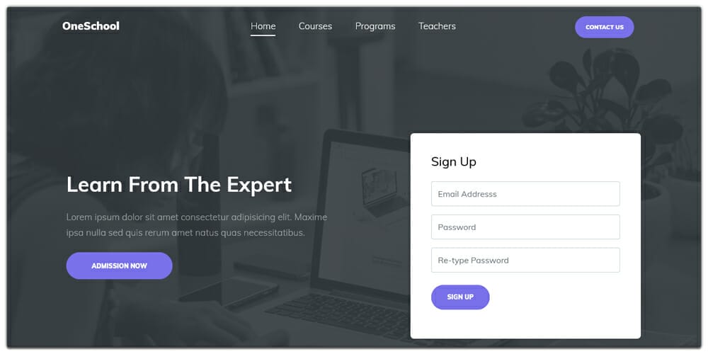 Free Education HTML Website Templates 22 OneSchool
