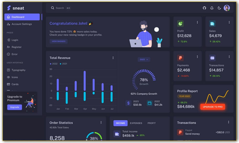 Sneat – Free Vuetify Vuejs 3 Admin Template