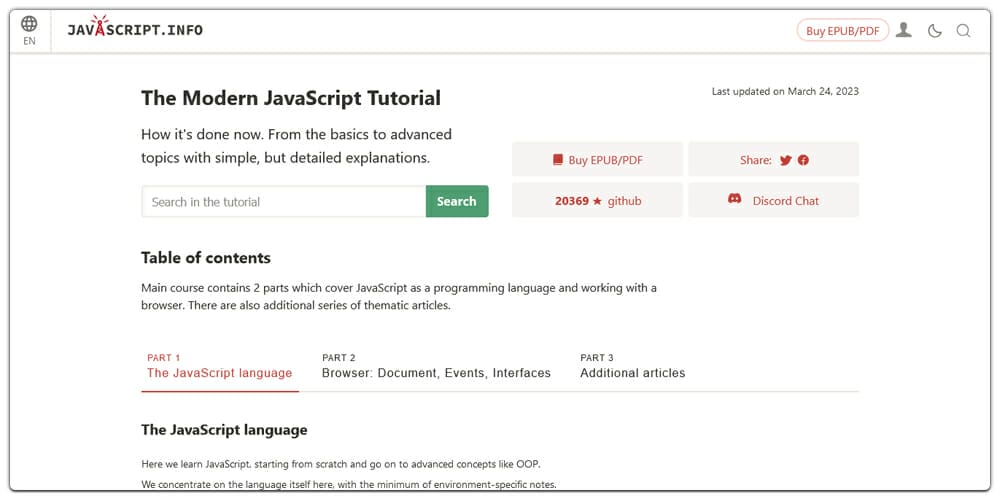 Best Places to Learn Web Development 55 The Modern JavaScript Tutorial