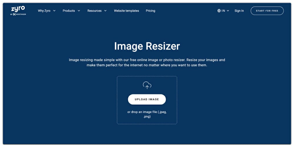 Zyro Image Resizer Tool