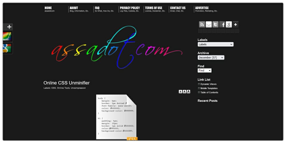 10 Best Tools to Unminify CSS for Better Formatting 9 Assadotcom Online CSS Unminifier