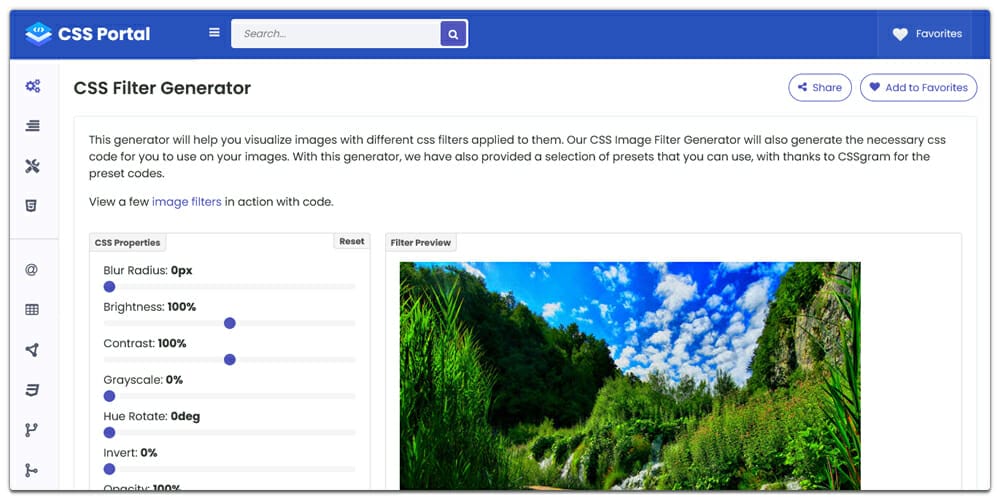CSS Filter Generators & Libraries 1 CSS Portal CSS Filter Generator
