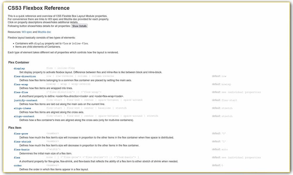 CSS3 Flexbox Reference